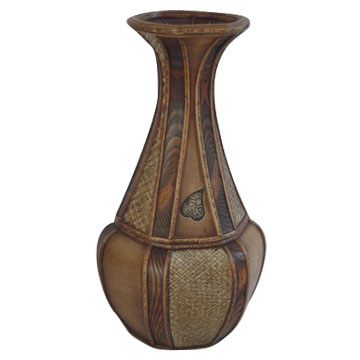 Wooden & Rattan Vases